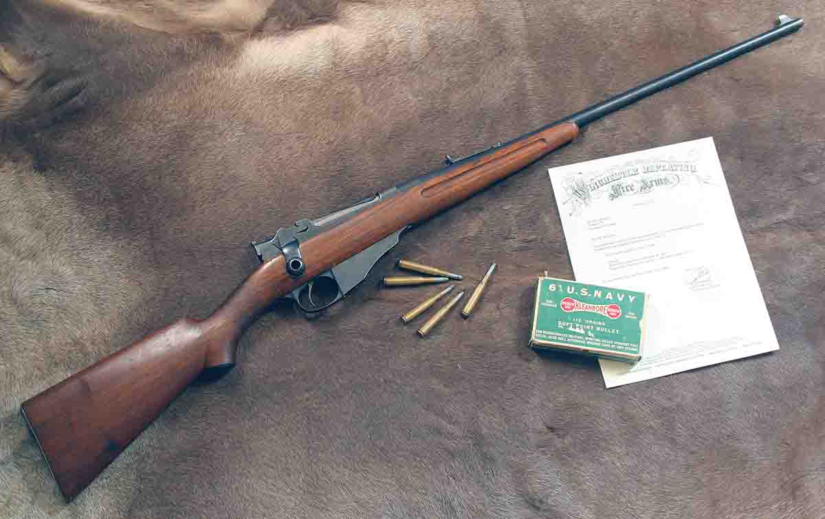 This 6mm Lee Navy sporter was made in 1898. The bore is somewhat rough due to the corrosive primers used back then, but it still shoots well with modern jacketed bullets.